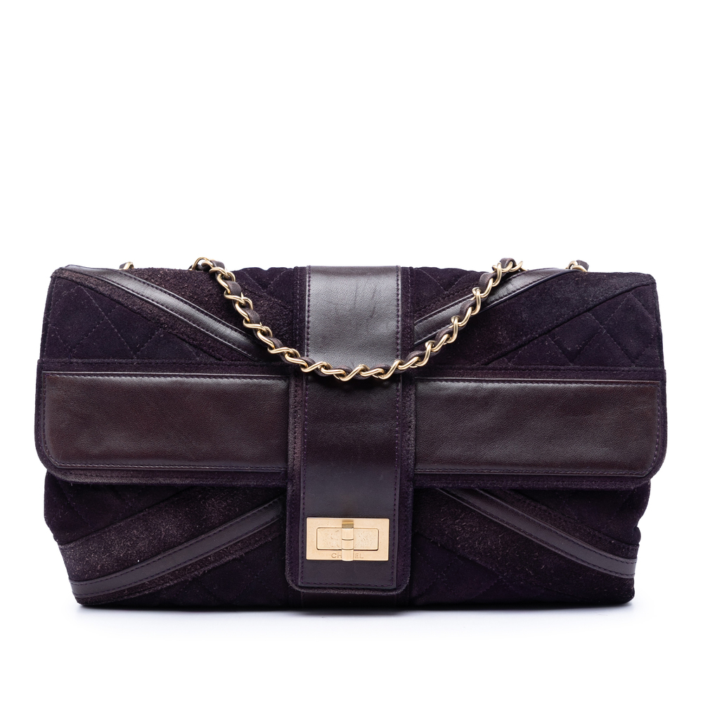 Pre-Loved Chanel Quilted Suede Union Jack Reissue 2.55 Double Flap 227